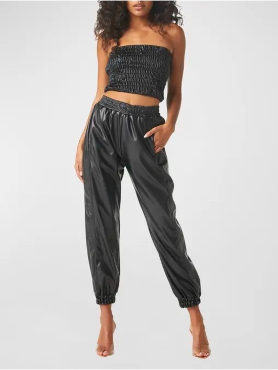 Misa Los Angeles Pants - MISA Los Angeles Kasta Faux Leather Jogger Pants Black Vegan Leather Size S NWT